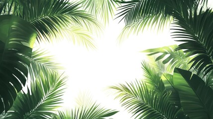 A tropical background with palm leaves.