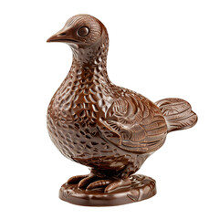 Fototapeta premium Front view of a chocolate Woodcock figurine standing isolated on a white transparent background