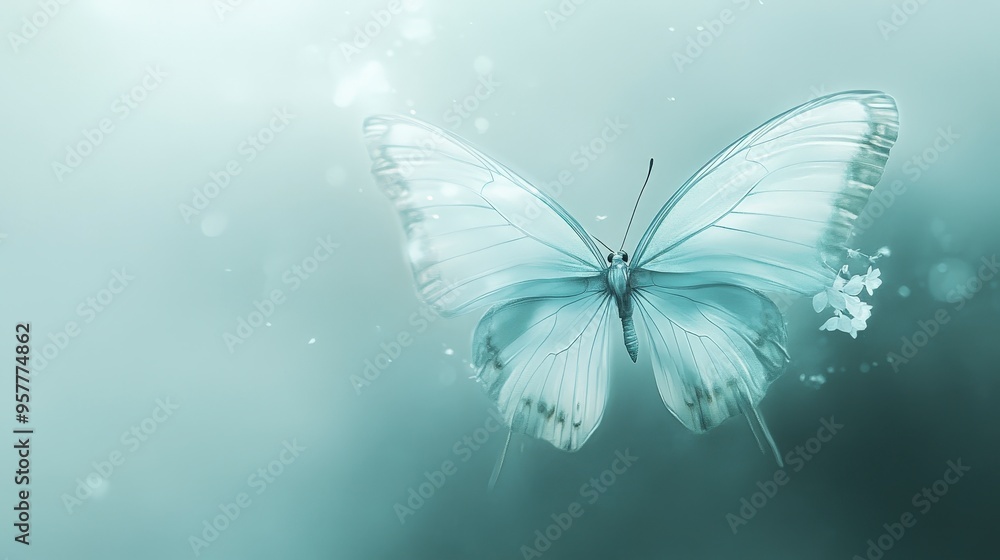 Poster ethereal wings - translucent text effect fading into background | delicate airy typography design co