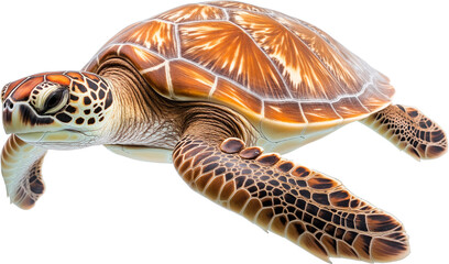 Fototapeta premium A sea turtle gliding gracefully through clear ocean waters isolated on transparent background.