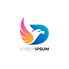 Fototapeta premium D logo and eagle design template, the symbol of an eagle flying with both wings