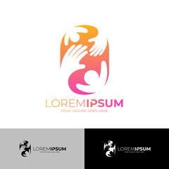 Obraz premium social logo with people care design, family icons