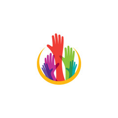 Obraz premium Hand care design colorful, charity logo vector, community logos