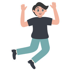 Young People Jumping Character. Vector Cartoon Clipart Isolated on White Background.