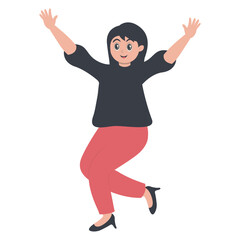 Young People Jumping Character. Vector Cartoon Clipart Isolated on White Background.