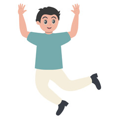 Young People Jumping Character. Vector Cartoon Clipart Isolated on White Background.