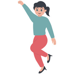 Young People Jumping Character. Vector Cartoon Clipart Isolated on White Background.