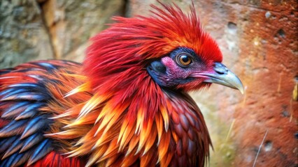 Fototapeta premium A vibrant bird displays its colorful plumage.