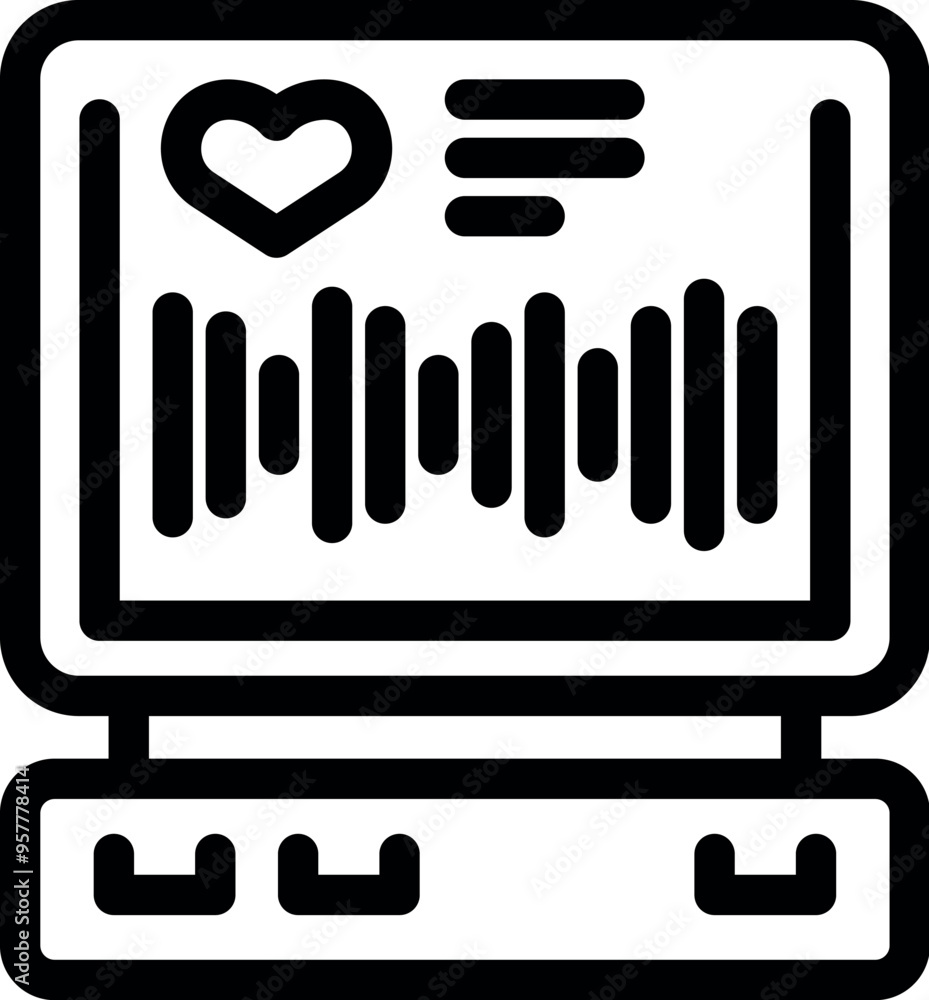 Poster medical device displaying a heartbeat with a pulse rate graph for cardiac rhythm analysis
