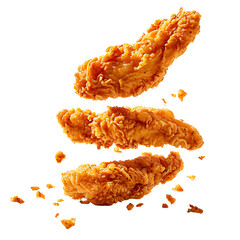 Three Crispy Fried Chicken Tenders with Breadcrumbs