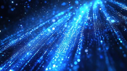 Obraz premium Space-themed image of vibrant blue nebula with streaks and dots resembling stars,