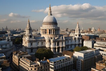 Fototapeta premium St. Paul's Cathedral and Urban Landscape: A Sophisticated Artistic Creation in Britain