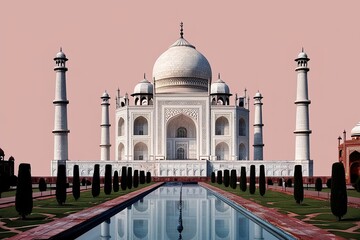 Naklejka premium Minimalist Mixed Media Artwork of the Iconic Taj Mahal in India