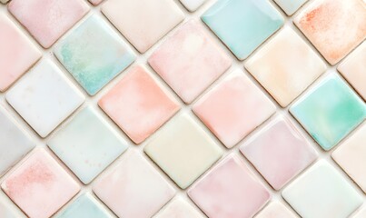 Cute pastel colored glass tile pattern, Generative AI
