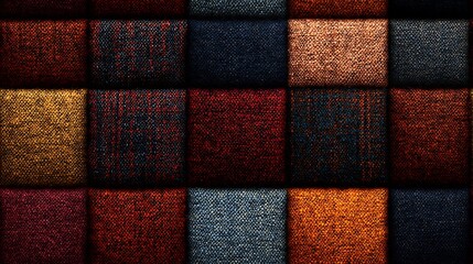 A seamless pattern of plaid designs with overlapping lines in shades of deep orange, rich brown, and dark red, the woven texture and warm colors capturing the essence of autumn, hd quality,