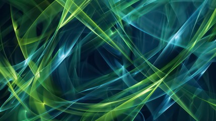 An abstract tech background featuring dynamic shapes in green and blue colors, creating a sense of movement and innovation that embodies modern digital aesthetics.