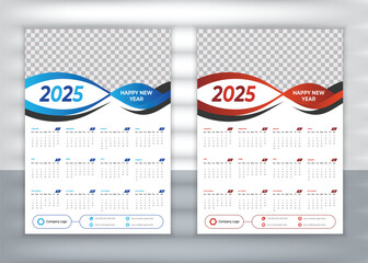 2025 Wall calendar design template for New Year