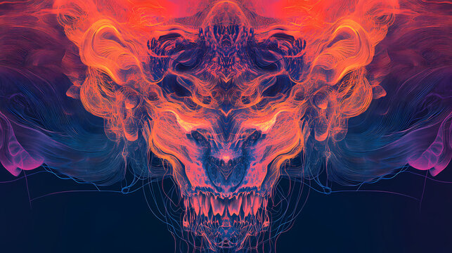 Abstract mutant creature illustration. weird chimera animal on background in contrast colors, generative ai. Chimera. Illustration