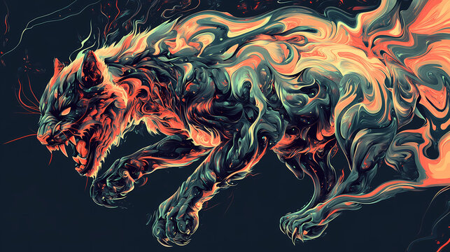 Abstract mutant creature illustration. weird chimera animal on background in contrast colors, generative ai. Chimera. Illustration