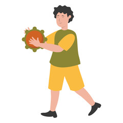 Youth Music Activities Character. Flat Vector Cartoon Illustration