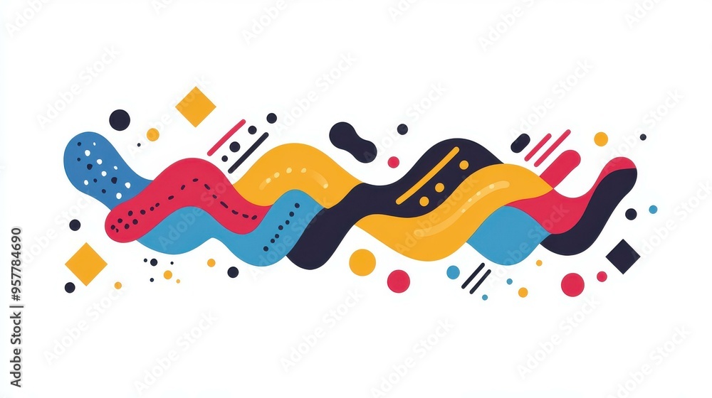 Poster vibrant abstract fluid shapes and wave lines create a modern feel, perfect for a unique and playful 