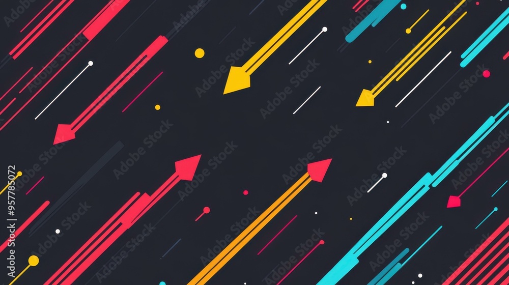 Poster experience the sleek design of modern technology with dynamic light arrows on a bold black backgroun