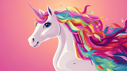 Vector illustration,cute rainbow pegasus unicorn ,rainbow colors hair, fantasy magic unicorn,generative ai. Unicorn. Illustration