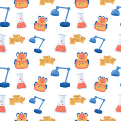 Children’s school elements, back to school pattern, back to school doodle pattern. Vector illustration in flat style.