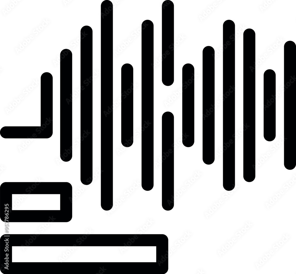 Poster simple icon of an audio track playing with sound waves and playback buttons