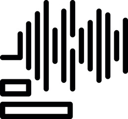 Simple icon of an audio track playing with sound waves and playback buttons
