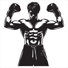 Boxing Boxer Silhouette vector Illustration editable eps 