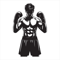 Boxing Boxer Silhouette vector Illustration editable eps 