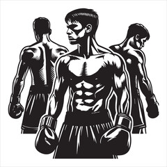 Boxing Boxer Silhouette vector Illustration editable eps 