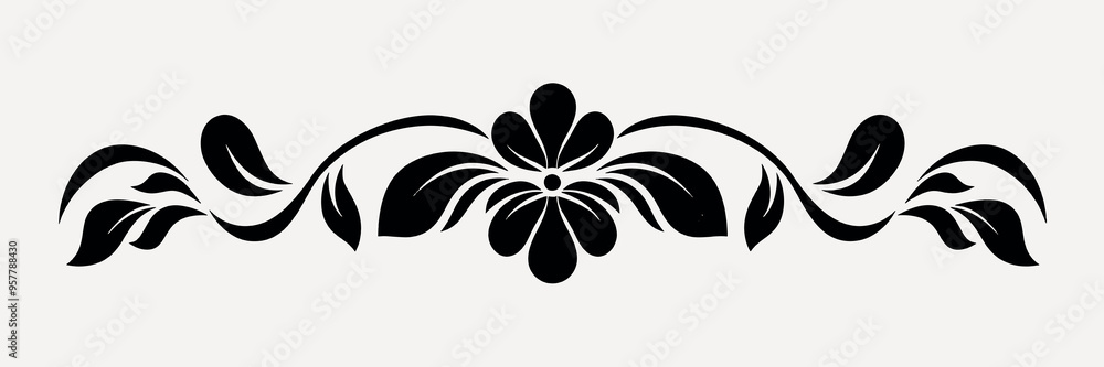 Sticker elegant black decorative flourish design