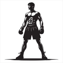 Boxing Boxer Silhouette vector Illustration editable eps 