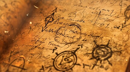 Fototapeta premium 古びた魔法書のページ5