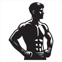 Boxing Boxer Silhouette vector Illustration editable eps 