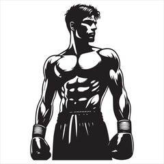 Boxing Boxer Silhouette vector Illustration editable eps 