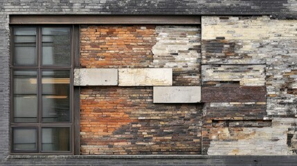 A brick wall with a mix of old and new bricks, showcasing the contrast between historical and contemporary building materials.