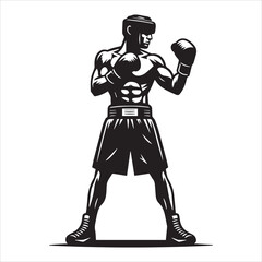 Boxing Boxer Silhouette vector Illustration editable eps 