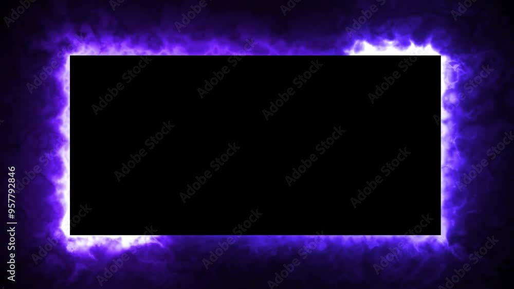 Poster blue effect neon glowing frame background. repetitive motion animation and flashing. bright neon lig