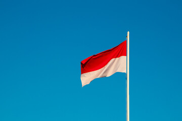 The red and white Indonesia Flag (Bendera Merah Putih). Indonesian national symbol. Indonesia's independence day celebration on 17 August 1945