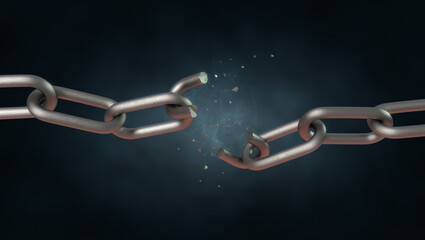 Fototapeta premium Breaking chain freedom and liberty concept, 3D rendering.