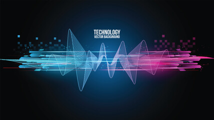 Abstract technology background Hi-tech equalizer communication futuristic concept, technology, digital business, innovation, science fiction scene vector illustration with copy-space.