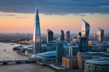 The Shard and London Skyline Modern Art Creation for Urban Aesthetic