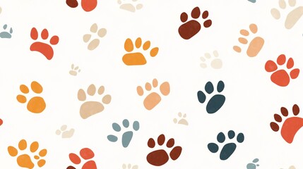 Paw Prints of Joy: A playful and colorful pattern of dog or cat paw prints, perfect for pet-themed designs and animal lovers.