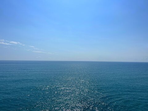 Blue sea and blue sky.