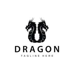 Black silhouette design simple dragon logo animal legend template illustration