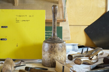 Working desk in the shipyard, Shipbuilding tools