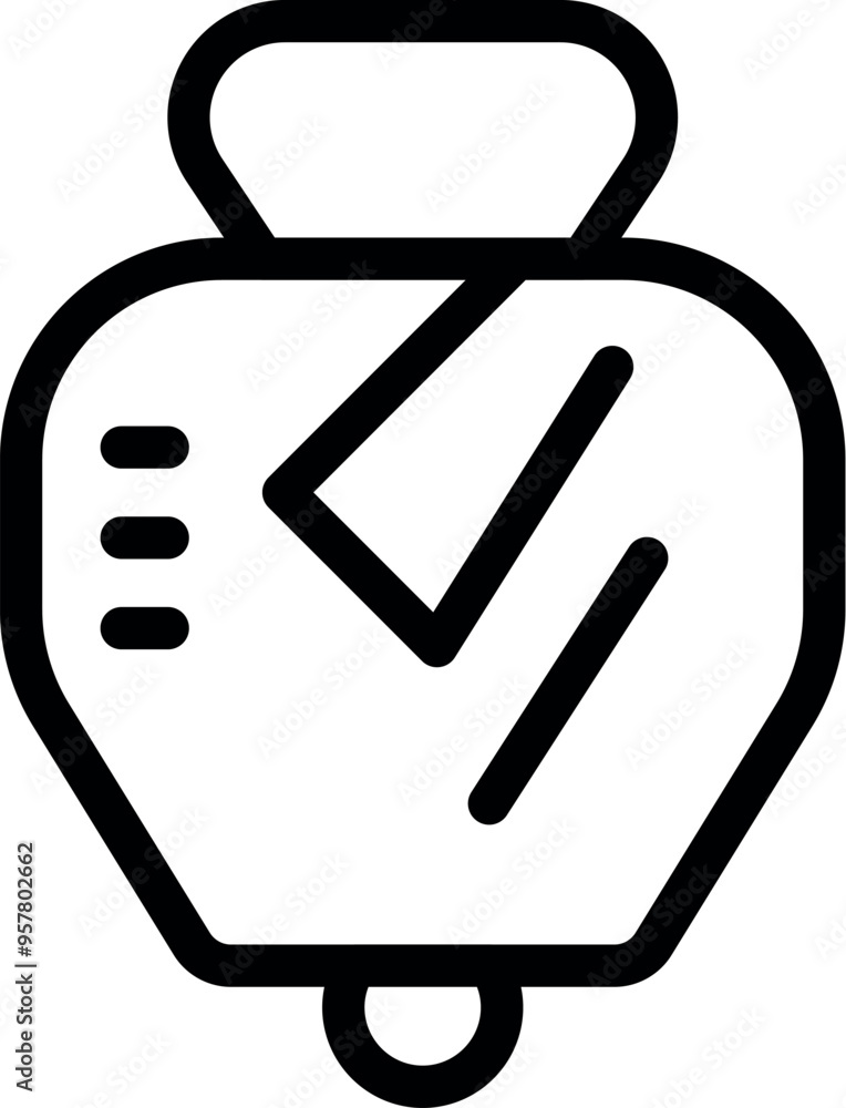 Poster line icon of a robot vacuum cleaner using artificial intelligence for automatic cleaning